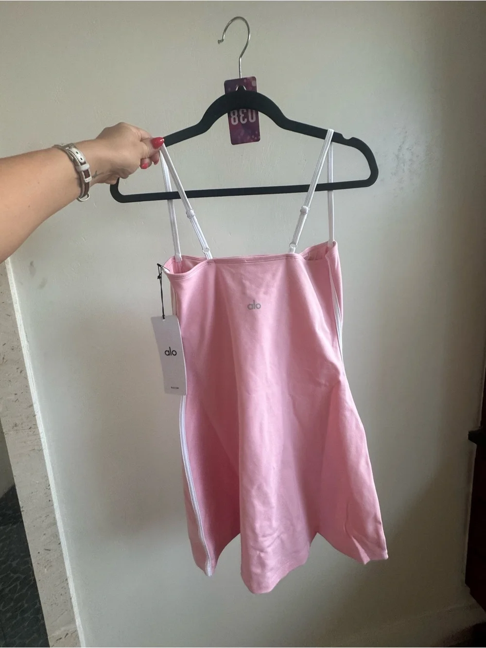 38. ALO Airbrush Streamlined Dress Pink Marshmallow